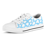 White And Blue Cow Print White Low Top Sneakers