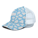 White And Blue Cow Print White Mesh Trucker Cap