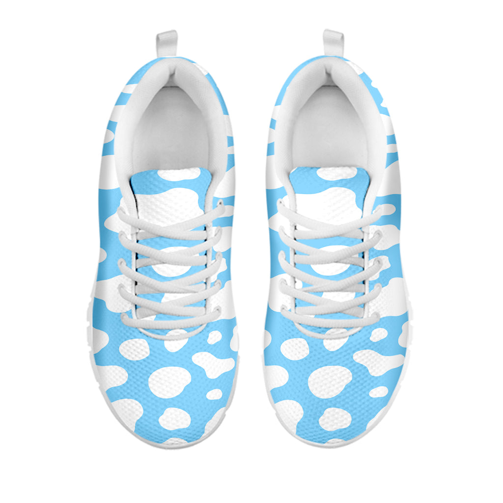 White And Blue Cow Print White Running Shoes