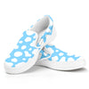 White And Blue Cow Print White Slip On Sneakers