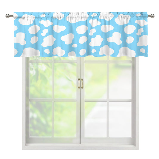 White And Blue Cow Print Window Valance