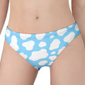 White And Blue Cow Print Women's Panties