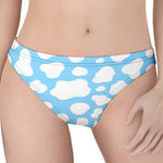 White And Blue Cow Print Women's Thong