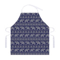 White And Blue Indian Elephant Print Adjustable Apron