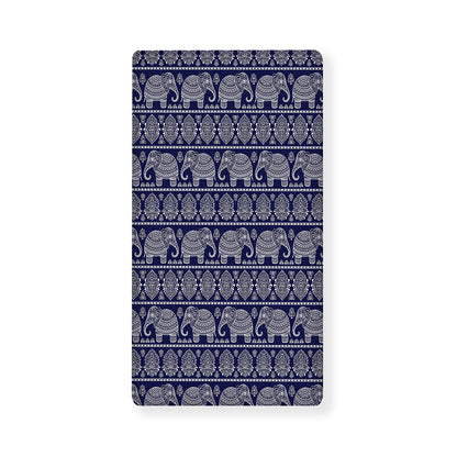 White And Blue Indian Elephant Print Baby Crib Sheet
