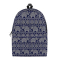 White And Blue Indian Elephant Print School Backpack