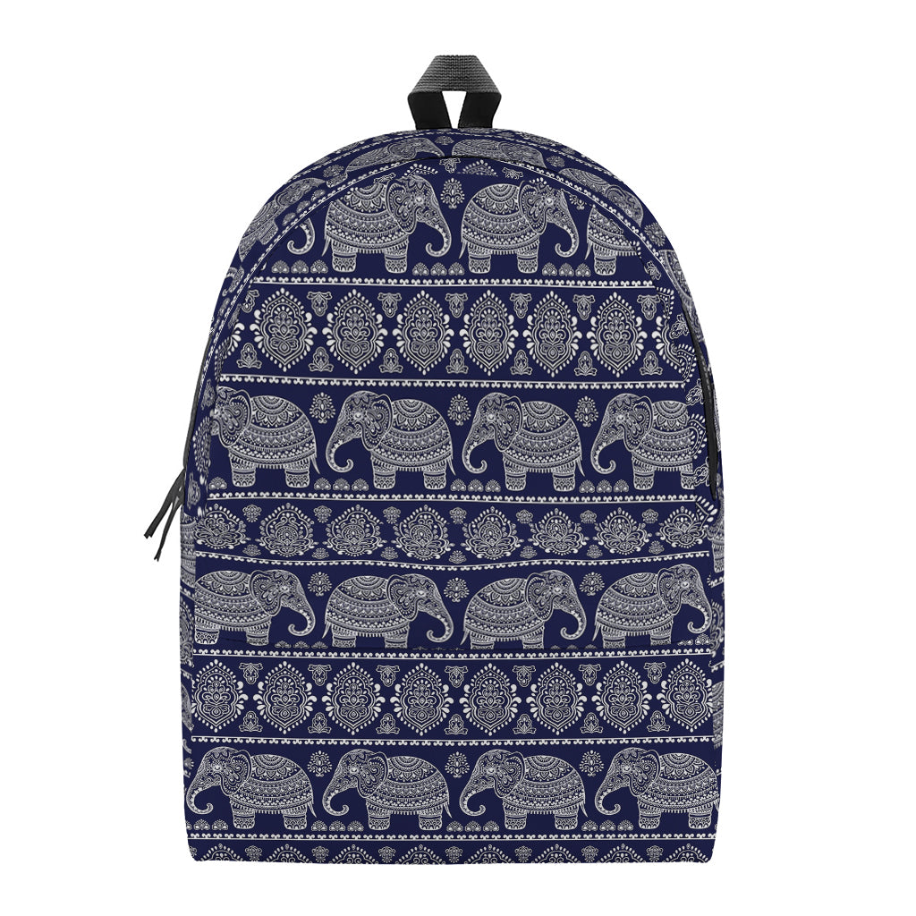 White And Blue Indian Elephant Print Backpack