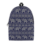 White And Blue Indian Elephant Print Backpack