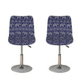 White And Blue Indian Elephant Print Bar Stool Covers
