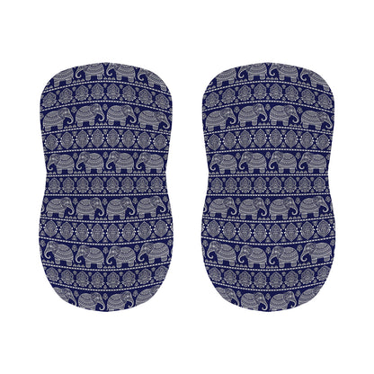 White And Blue Indian Elephant Print Bar Stool Covers