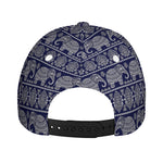 White And Blue Indian Elephant Print Baseball Cap