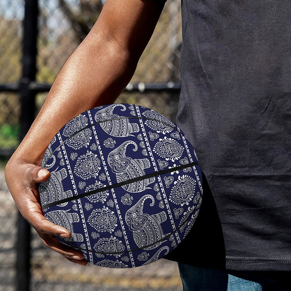 White And Blue Indian Elephant Print Basketball