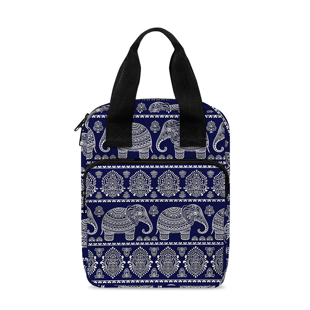 White And Blue Indian Elephant Print Bible Tote Bag