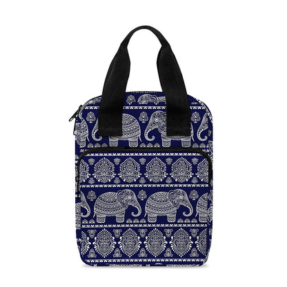 White And Blue Indian Elephant Print Bible Tote Bag