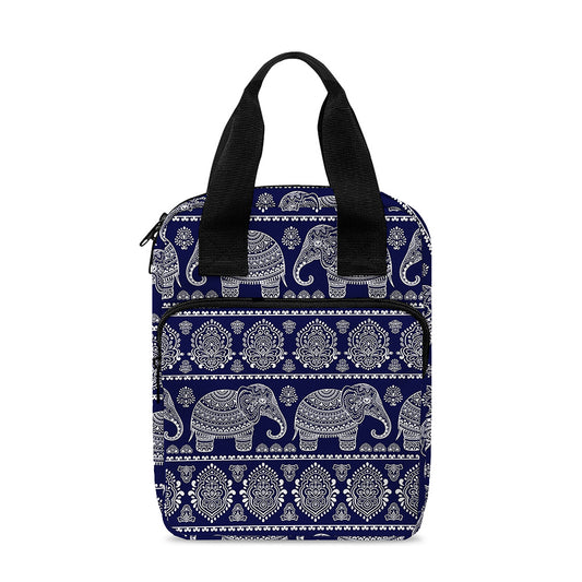 White And Blue Indian Elephant Print Bible Tote Bag