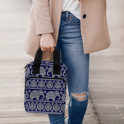 White And Blue Indian Elephant Print Bible Tote Bag