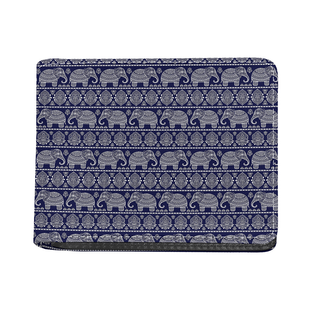 White And Blue Indian Elephant Print Bifold Wallet