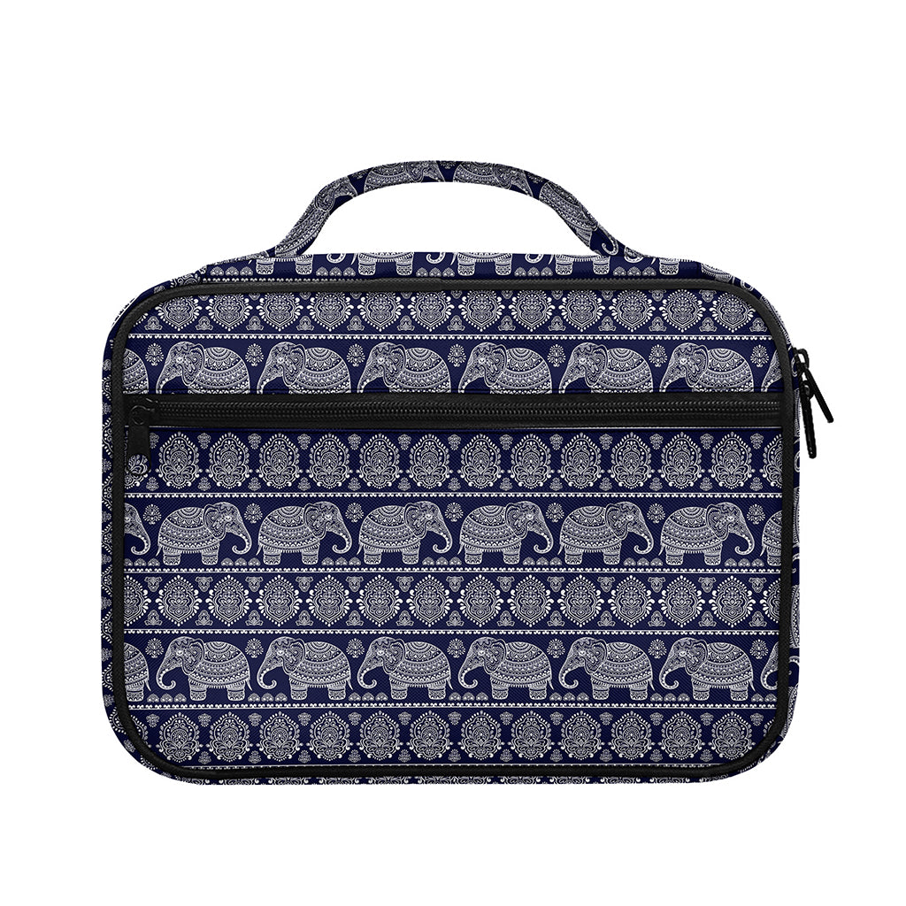 White And Blue Indian Elephant Print Briefcase Bible Bag