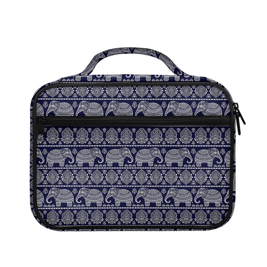 White And Blue Indian Elephant Print Briefcase Bible Bag