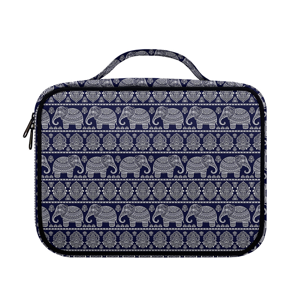 White And Blue Indian Elephant Print Briefcase Bible Bag