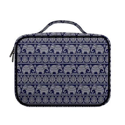 White And Blue Indian Elephant Print Briefcase Bible Bag