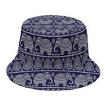 White And Blue Indian Elephant Print Bucket Hat