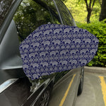 White And Blue Indian Elephant Print Car Side Mirror Covers