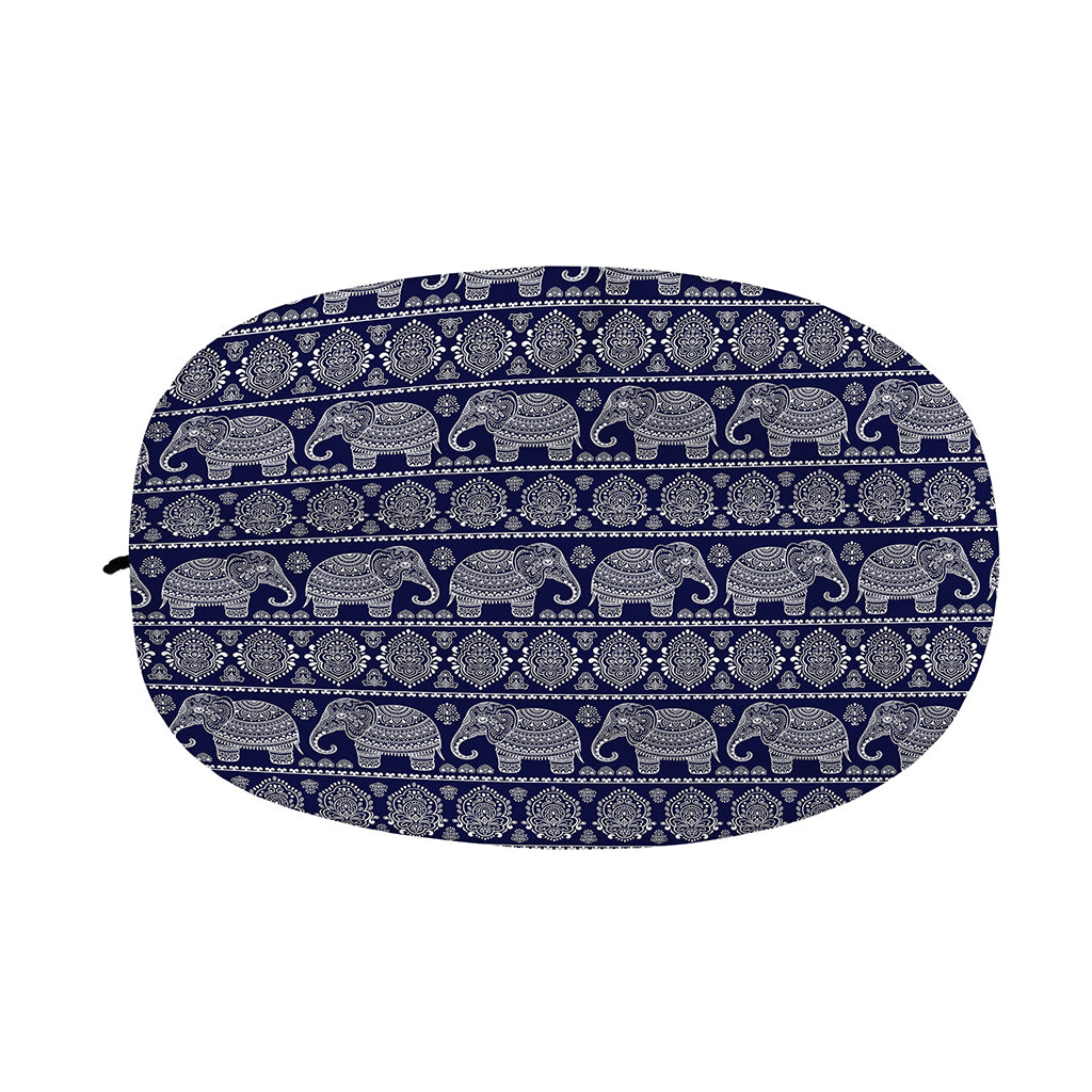 White And Blue Indian Elephant Print Car Side Mirror Covers