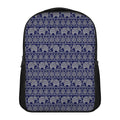 White And Blue Indian Elephant Print Casual Backpack