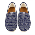 White And Blue Indian Elephant Print Casual Shoes