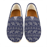 White And Blue Indian Elephant Print Casual Shoes