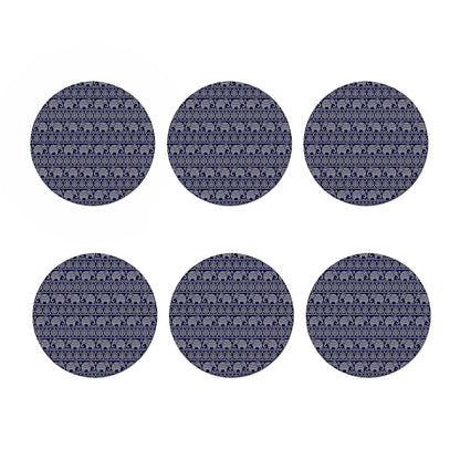 White And Blue Indian Elephant Print Coaster Set
