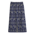 White And Blue Indian Elephant Print Cotton Front Slit Maxi Skirt
