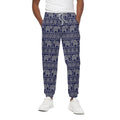 White And Blue Indian Elephant Print Cotton Sweatpants