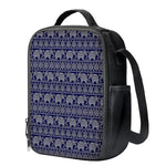 White And Blue Indian Elephant Print Crossbody Lunch Bag