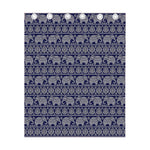 White And Blue Indian Elephant Print Curtain