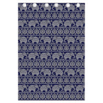 White And Blue Indian Elephant Print Curtain