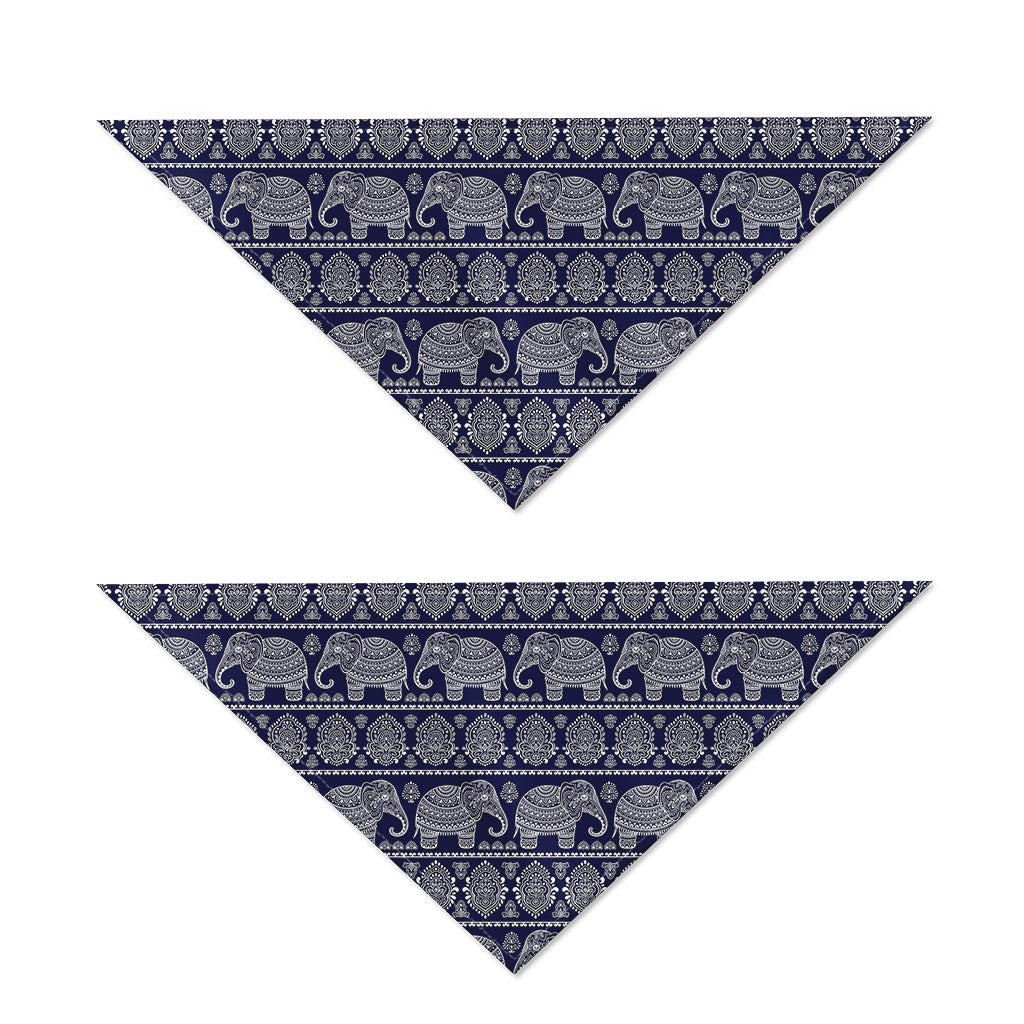 White And Blue Indian Elephant Print Dog Bandana