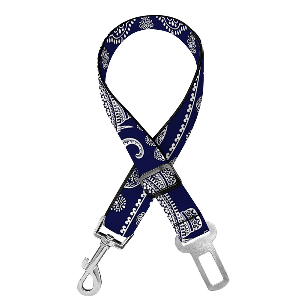 White And Blue Indian Elephant Print Dog Seat Belt
