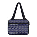 White And Blue Indian Elephant Print Double Strap Bible Bag