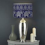 White And Blue Indian Elephant Print Drum Lamp Shade