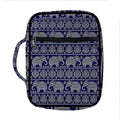 White And Blue Indian Elephant Print Front Pocket Bible Bag
