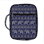 White And Blue Indian Elephant Print Front Pocket Bible Bag