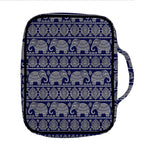 White And Blue Indian Elephant Print Front Pocket Bible Bag
