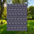 White And Blue Indian Elephant Print Garden Flag