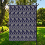 White And Blue Indian Elephant Print Garden Flag