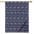 White And Blue Indian Elephant Print House Flag