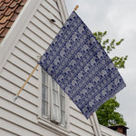 White And Blue Indian Elephant Print House Flag