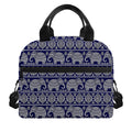 White And Blue Indian Elephant Print Insulated Lunch Bag