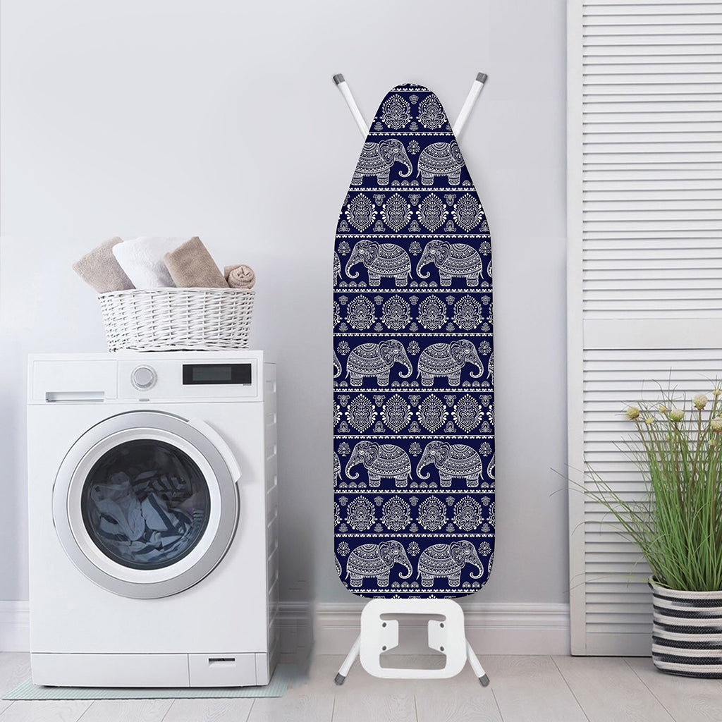White And Blue Indian Elephant Print Ironing Board Cover